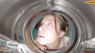 Step Sister Get Stuck Again in Washing Machine Had to