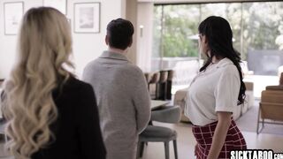 Hot blonde teen fucks her new client