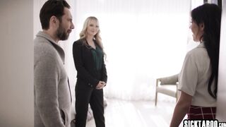 Hot blonde teen fucks her new client