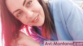 Outside masturbation on sunbed..