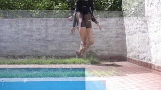 I pounded my neighbors without a condom while I fill the pool