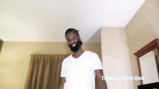raven swallows blowing off on suga slim monster long ebony cock