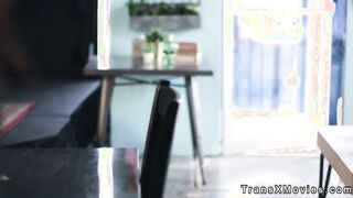 Beardy man fucking shemale barista