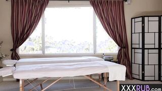 Two hot lesbians massaged sexy MILF