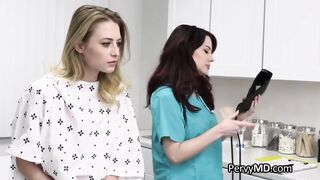 Naughty nurse makes patient horny for a threeway