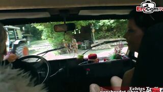 German MILF picked up by older perverted man inside outdoor