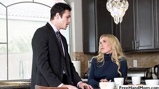 Sarah Taylor fucks husbands boss office