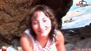 French amateur three way ffm at the beach with slim barely legal