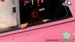 Chubby German Housewife with long titted and a huge booty fucked inside the Camper