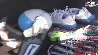 Sporty 18yo blonde cunt with mouth pick up at the tennis court