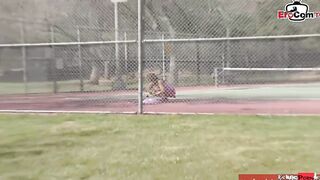 Sporty 18yo blonde cunt with mouth pick up at the tennis court