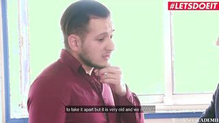 PORNOACADEMIE - Blonde School Women Barbie Sins Takes two Cocks In Her Juicy Twat - LETSDOEIT