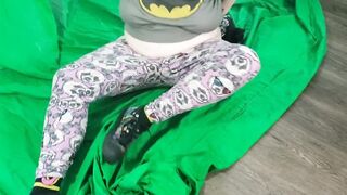 Pantsing challeng: Hands bound behind and leggings pulled off: 20 days of 420