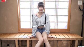 Slender Japanese newhalf interview and hand job foreplay