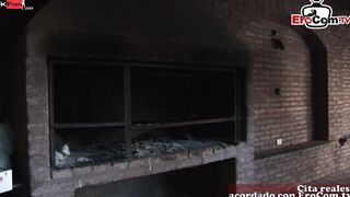Amateur homemade Gang Bang with a thin spanish Teenage chick