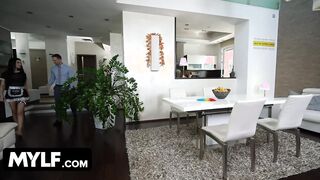Mylf Labs - Lucky Stud Peeks Under His Skinny Milf Maid's Skirt And Sees A Butt Plug - Full Scene