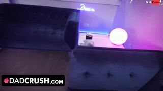 Dad Crush - Goddess Tattooed vagina with mouth Takes Off Her New Slutty Outfit For Stepdad And Bangs Him On The Couch