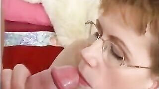 Hot grandma sucking dick an masturbating