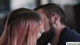 Bearded guy analed pink haired TS stepteen