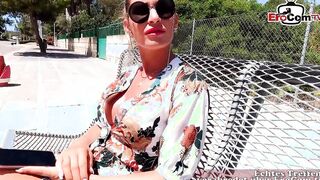 German mallorca tourist mom pick up for outdoor sex