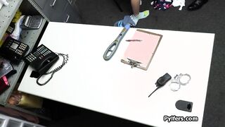 Petite suspect bends over for officers dick