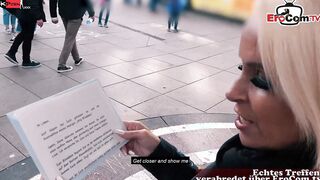 German thin blonde old MILF at outdoor street date