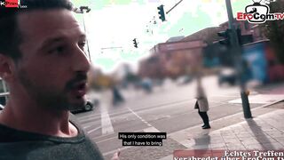 German thin blonde old MILF at outdoor street date