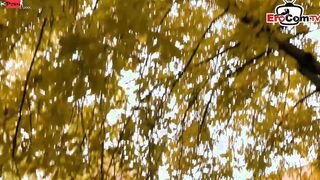 German thin blonde old MILF at outdoor street date