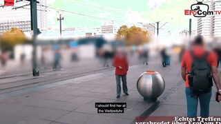 German thin blonde old MILF at outdoor street date