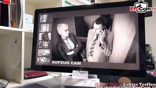Goddess big titted Secretary inside Nylon Panties got anal Sex into the Elevator