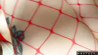 He got Horny when saw my Red Fishnet