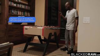 BLACKEDRAW Long Jugs Blonde milf loves to deep throat gigantic long ebony penis