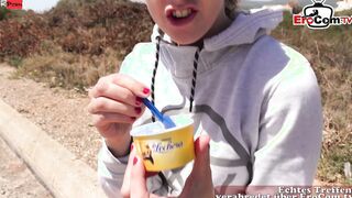 German slender amateur 19 yo outdoors bj at mallorca beach