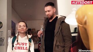 HORNYHOSTEL - Petite Step Sister Mona Blue Getting her Ass Banged by her Long Guy