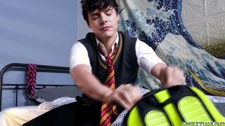 Caught masturbating with a dildo up his ass!