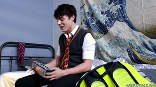 Caught masturbating with a dildo up his ass!