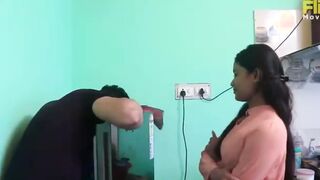 Long hair girl affair with mechanics