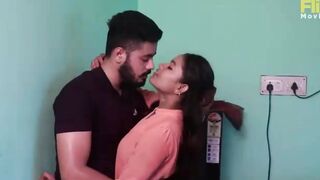 Long hair girl affair with mechanics