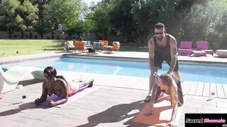 Ebony ts Ana Andrews and bff share a guy