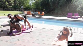 Ebony ts Ana Andrews and bff share a guy
