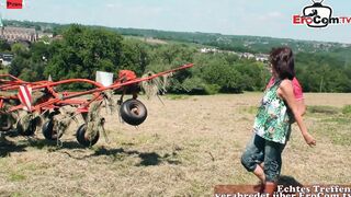 German thin older mom pounded public with a farmer