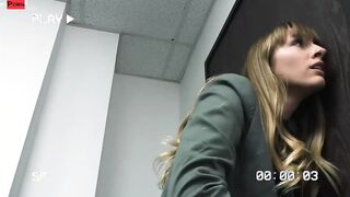 Shoplyfter - Perv Officer Moves Cute Thief Aria Carson's Purple G-String And Drills Her On The Desk