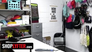 Shoplyfter - Perv Officer Moves Cute Thief Aria Carson's Purple G-String And Drills Her On The Desk