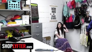 Shoplyfter - Perv Officer Moves Cute Thief Aria Carson's Purple G-String And Drills Her On The Desk