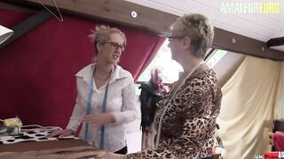 AMATEUREURO - Long Hooters Mature Blondes Worship Lucky Man's Hard Cock