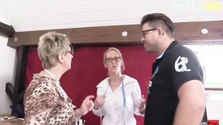 AMATEUREURO - Long Hooters Mature Blondes Worship Lucky Man's Hard Cock