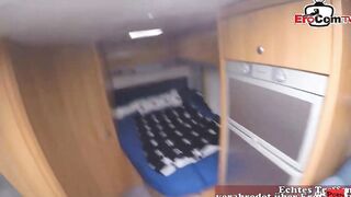 SHE SWALLOW MY CUM - german slim amateur 19 year mature car