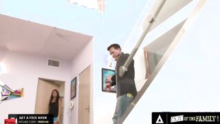 OUT OF THE FAMILY - Crazy Hottie Seduces Her Stepdad Into Fucking Her And Her Bestie In The Stairs
