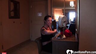 Dark haired babe loves being dicked hard