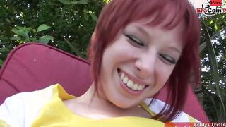 Slender 18yo red haired cunt with mouth with small natural titted fucks
